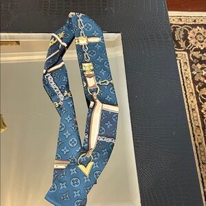 Blue Patterned Silk Scarf